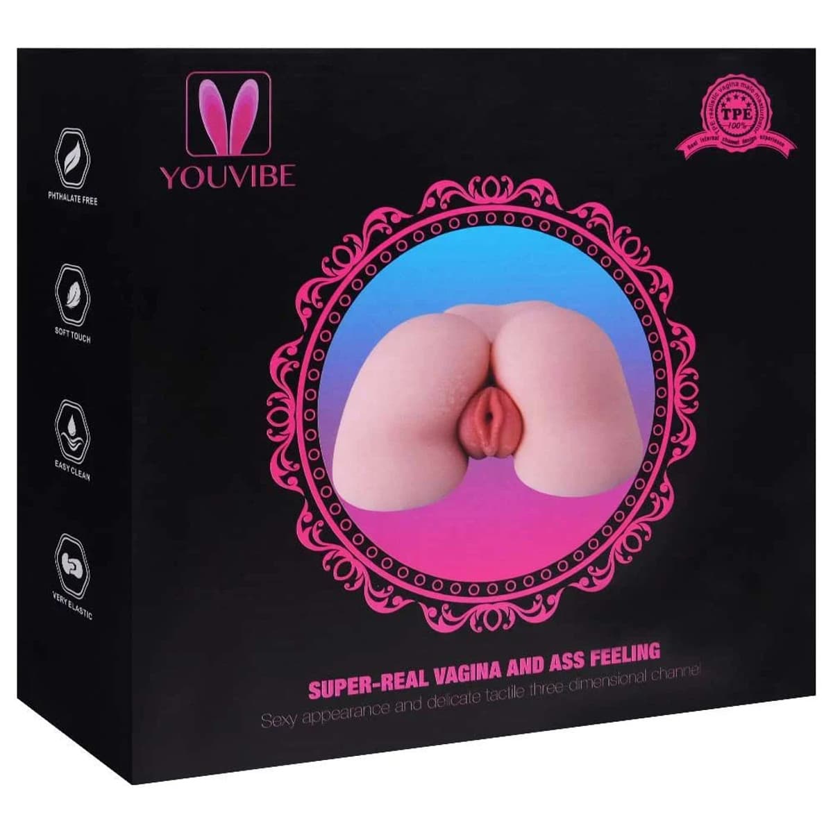 Masturbador bumbum com vagina penetravél e túnel de penetração com texturas mass