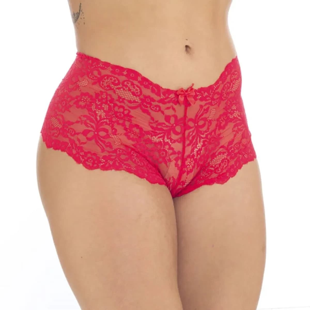 Calcinha Calesson Shortinho em Renda com Lacinho Patitex