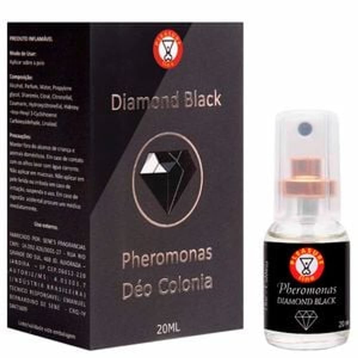 Diamond Black Deo Colônia Masculina Pheromonas 20Ml Pleasure Line